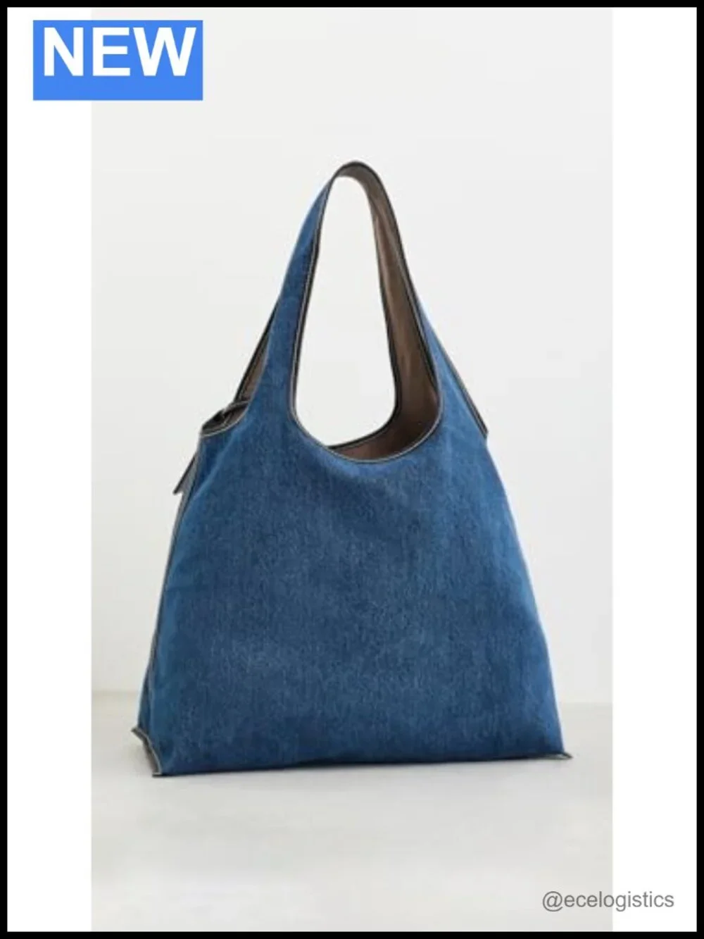 Suede Quilted Denim Market Tote with Detachable Pouch